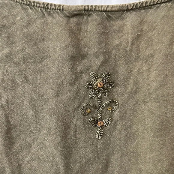 Young Threads Olive Embroidered Women's Top - Picture 6 of 8
